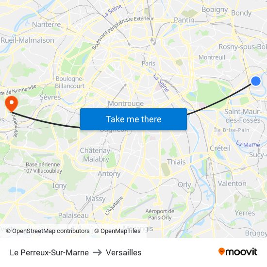 Le Perreux-Sur-Marne to Versailles map