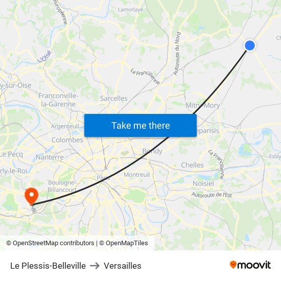 Le Plessis-Belleville to Versailles map