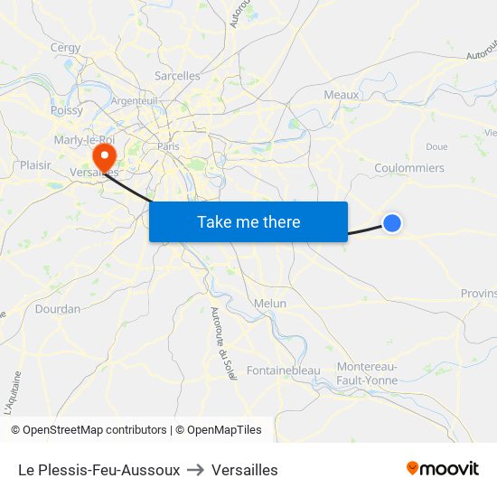 Le Plessis-Feu-Aussoux to Versailles map