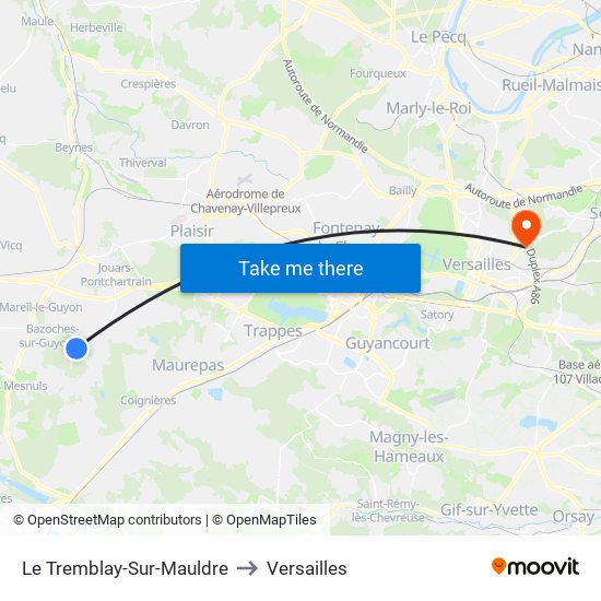 Le Tremblay-Sur-Mauldre to Versailles map