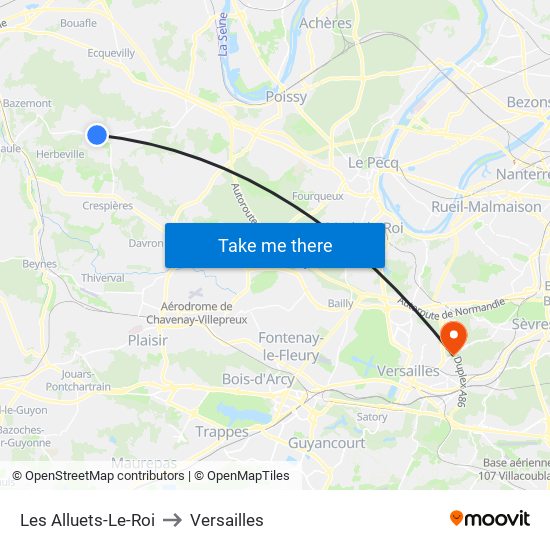 Les Alluets-Le-Roi to Versailles map