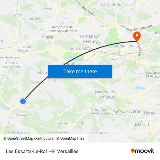 Les Essarts-Le-Roi to Versailles map