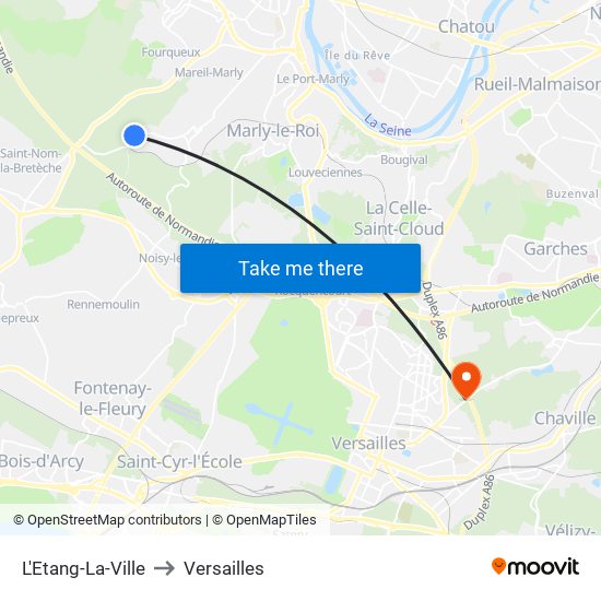 L'Etang-La-Ville to Versailles map