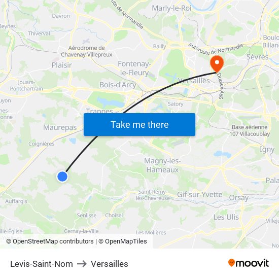 Levis-Saint-Nom to Versailles map