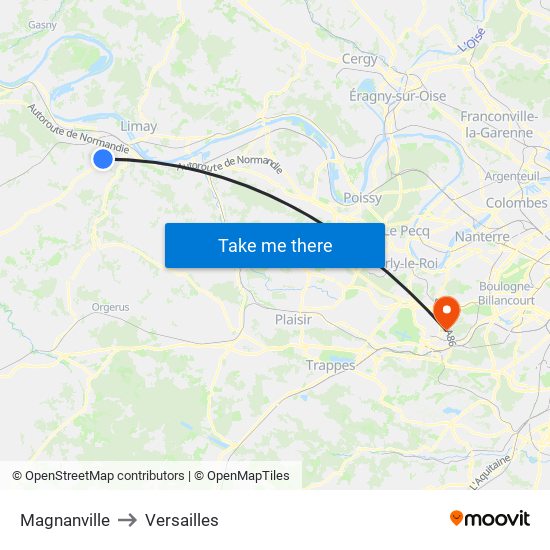 Magnanville to Versailles map