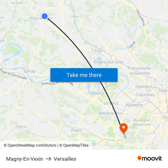 Magny-En-Vexin to Versailles map