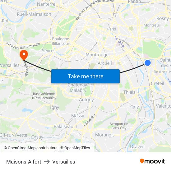 Maisons-Alfort to Versailles map