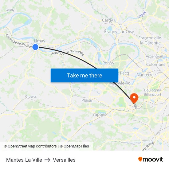 Mantes-La-Ville to Versailles map