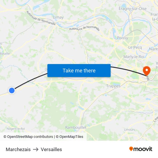 Marchezais to Versailles map