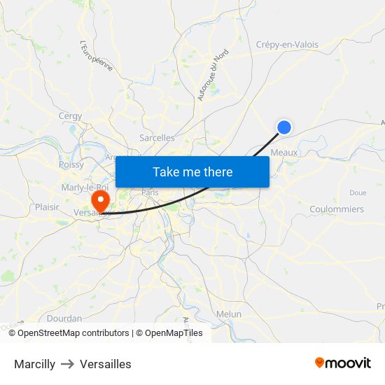 Marcilly to Versailles map