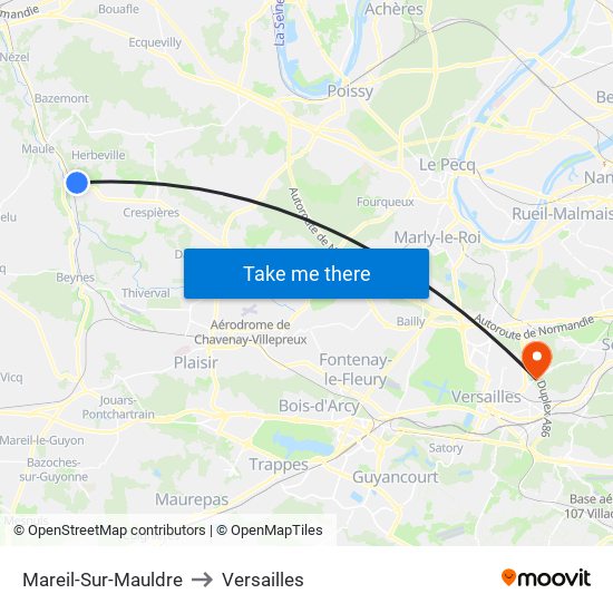 Mareil-Sur-Mauldre to Versailles map