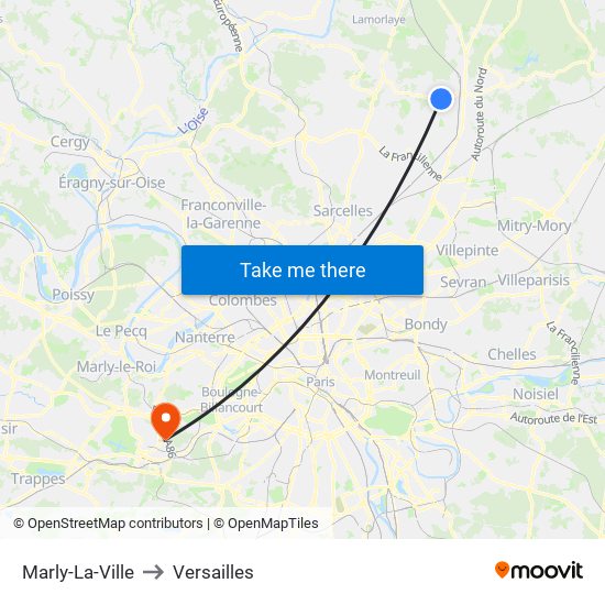 Marly-La-Ville to Versailles map