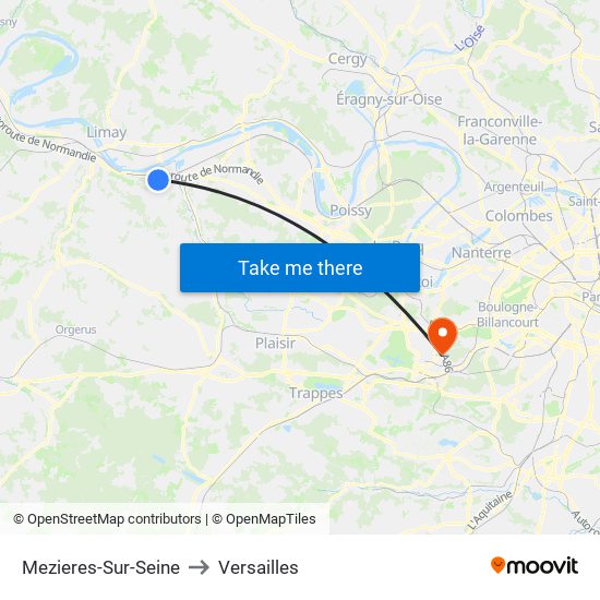 Mezieres-Sur-Seine to Versailles map
