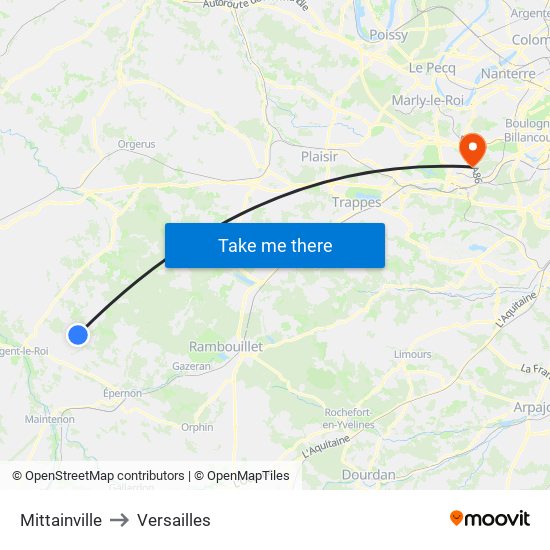 Mittainville to Versailles map