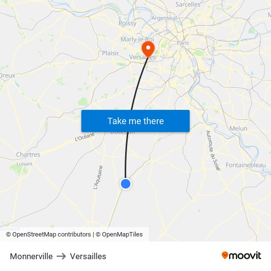 Monnerville to Versailles map