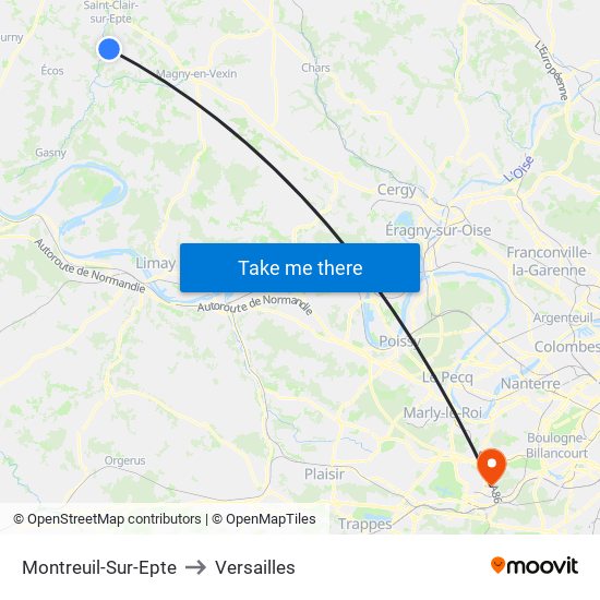 Montreuil-Sur-Epte to Versailles map