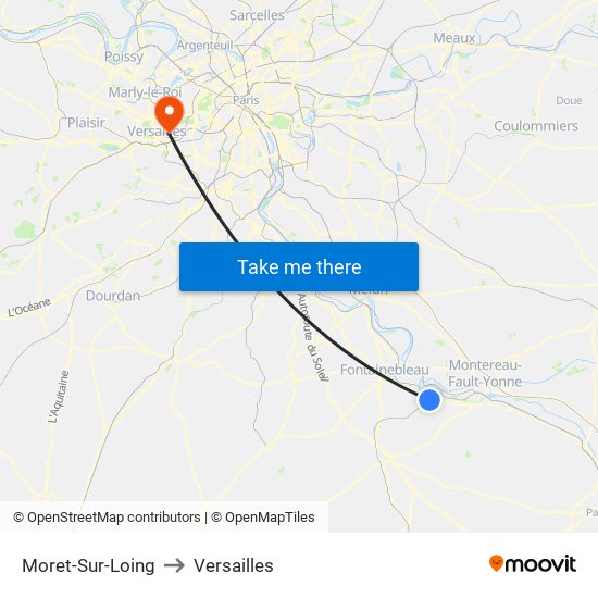 Moret-Sur-Loing to Versailles map