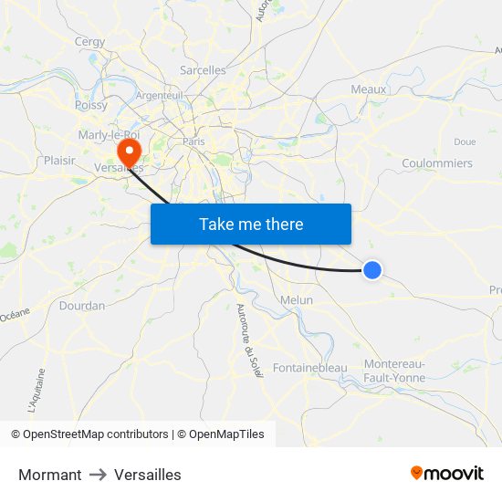 Mormant to Versailles map