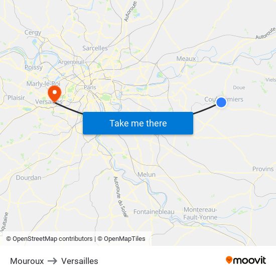 Mouroux to Versailles map