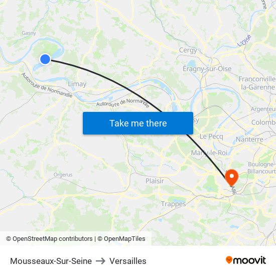 Mousseaux-Sur-Seine to Versailles map