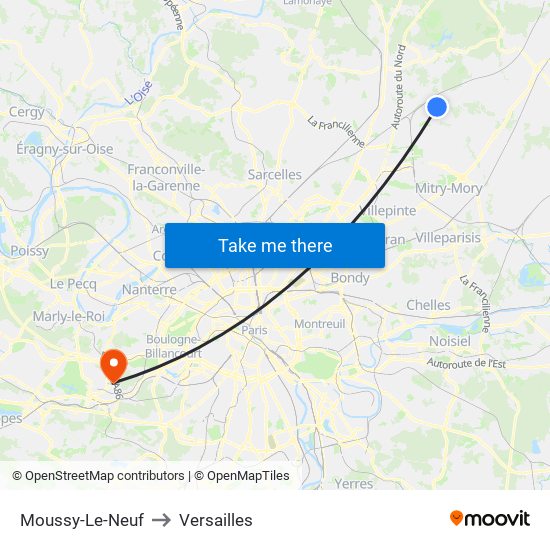 Moussy-Le-Neuf to Versailles map