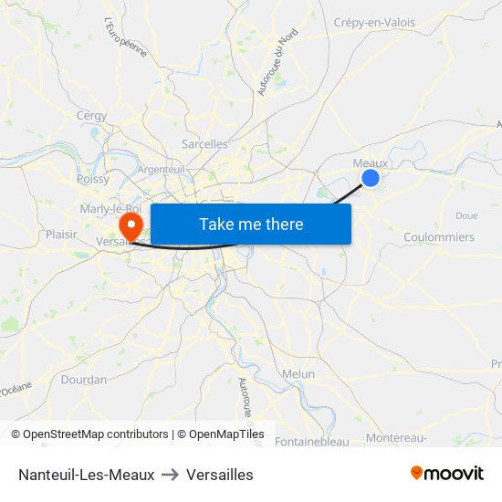 Nanteuil-Les-Meaux to Versailles map