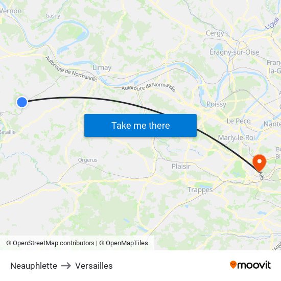 Neauphlette to Versailles map