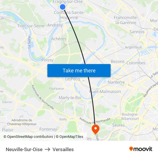 Neuville-Sur-Oise to Versailles map