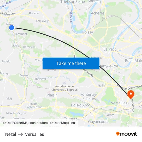 Nezel to Versailles map