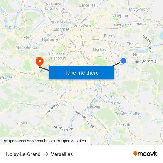 Noisy-Le-Grand to Versailles map