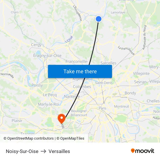 Noisy-Sur-Oise to Versailles map