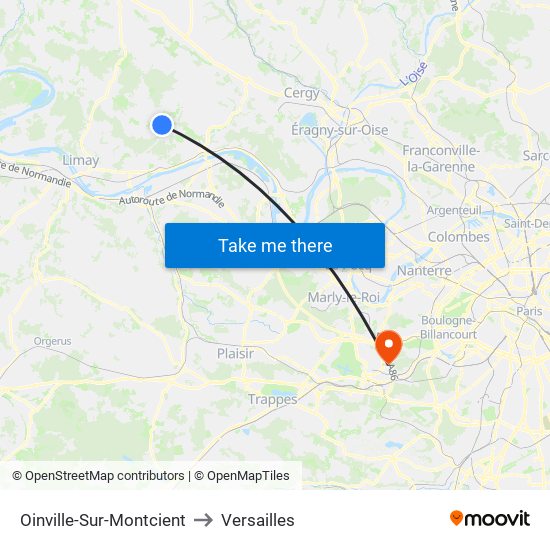 Oinville-Sur-Montcient to Versailles map