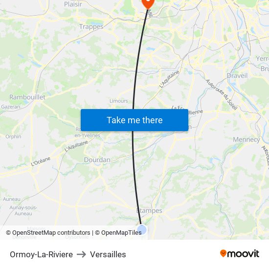 Ormoy-La-Riviere to Versailles map