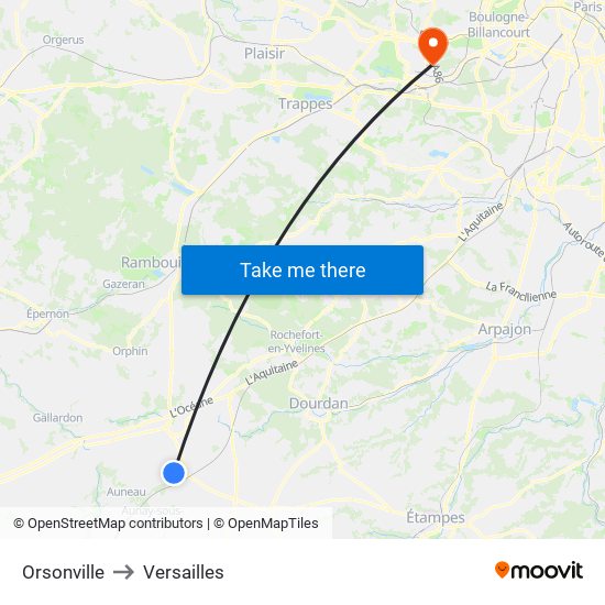 Orsonville to Versailles map