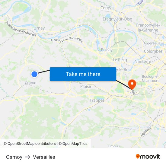 Osmoy to Versailles map
