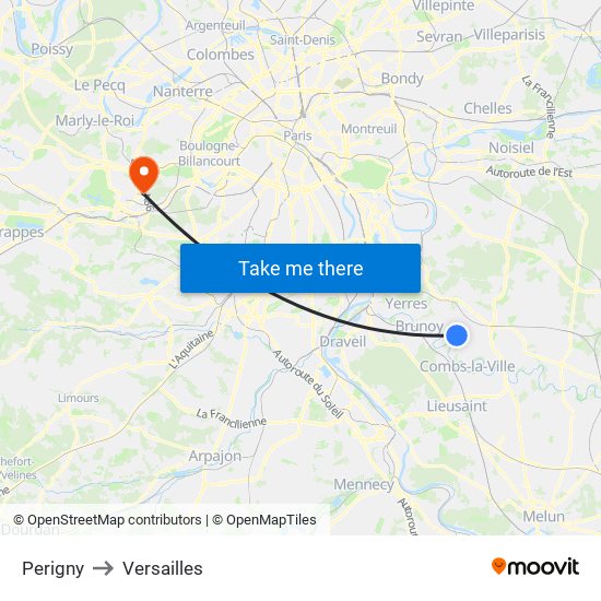 Perigny to Versailles map