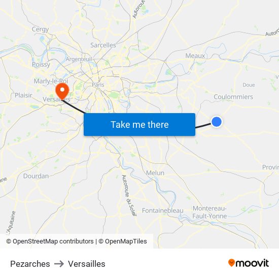 Pezarches to Versailles map