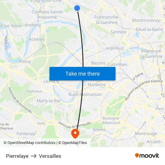 Pierrelaye to Versailles map