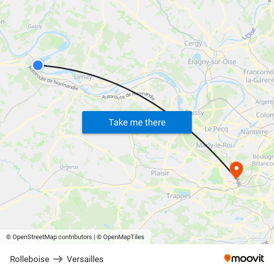 Rolleboise to Versailles map
