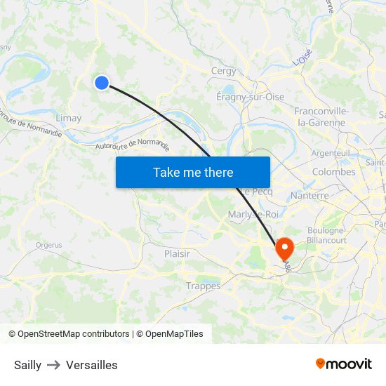 Sailly to Versailles map