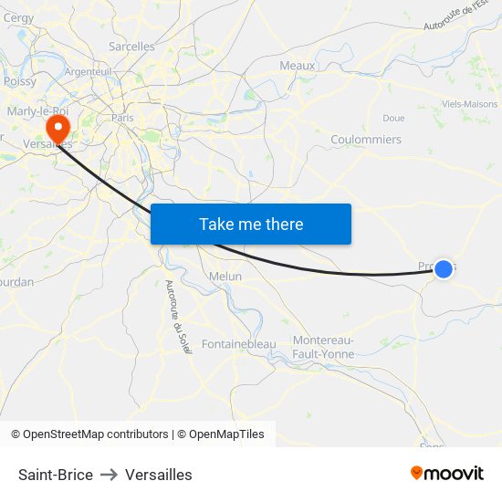 Saint-Brice to Versailles map