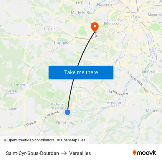 Saint-Cyr-Sous-Dourdan to Versailles map