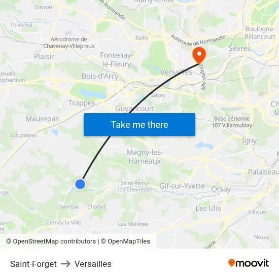 Saint-Forget to Versailles map