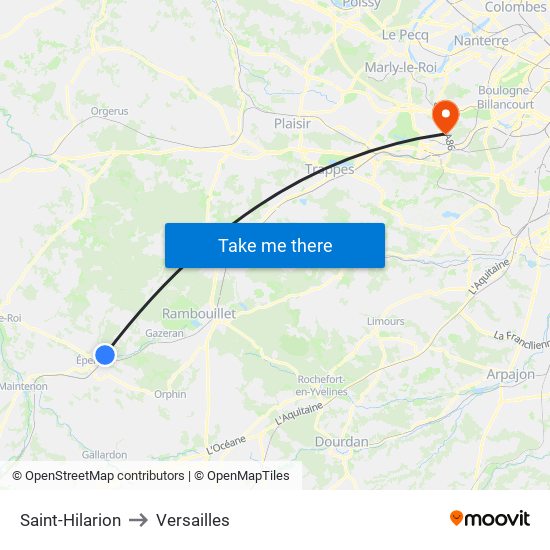 Saint-Hilarion to Versailles map