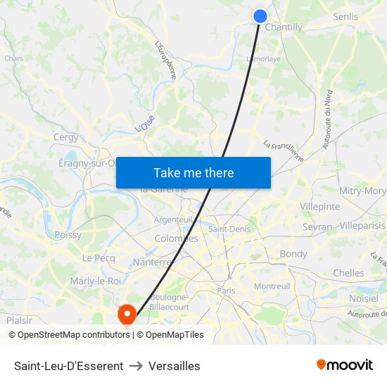 Saint-Leu-D'Esserent to Versailles map