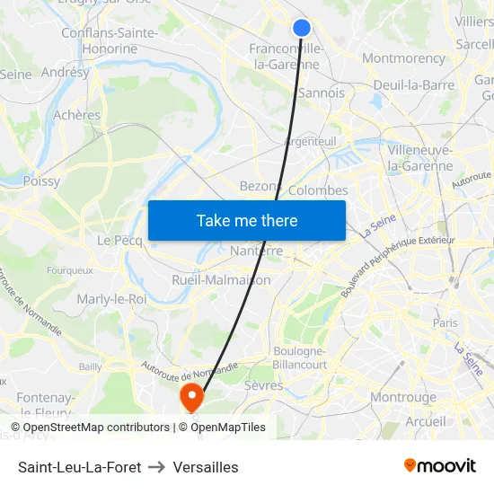 Saint-Leu-La-Foret to Versailles map