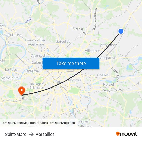 Saint-Mard to Versailles map