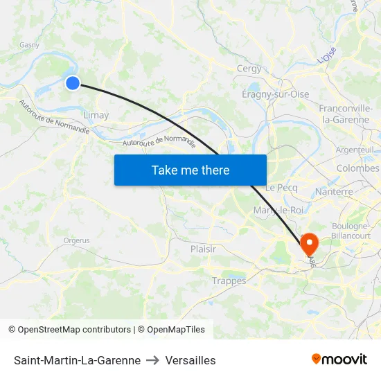 Saint-Martin-La-Garenne to Versailles map