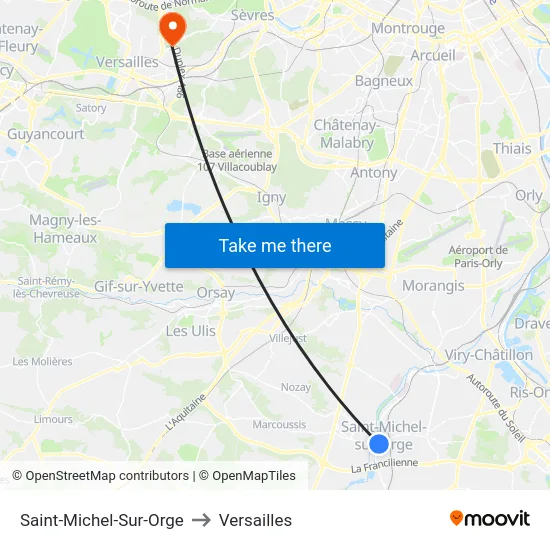 Saint-Michel-Sur-Orge to Versailles map