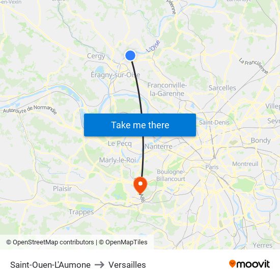 Saint-Ouen-L'Aumone to Versailles map